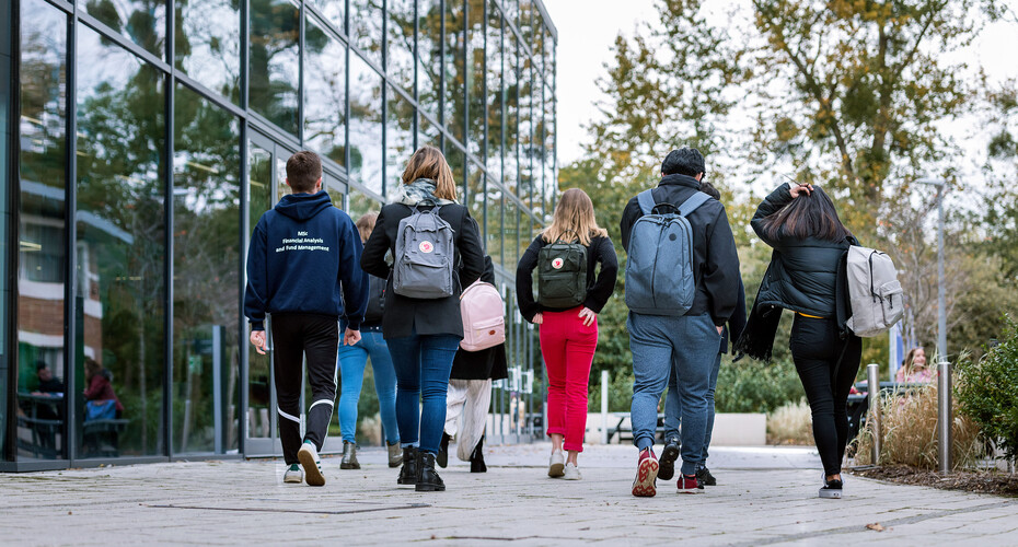 Students outside a building