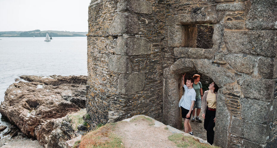 Students exploring Pendennis Castle near Falmouth