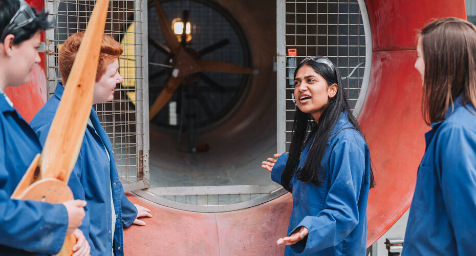 Students at the Renewable Energy and Engineering REEF Building