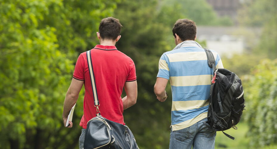 Students walking on campus