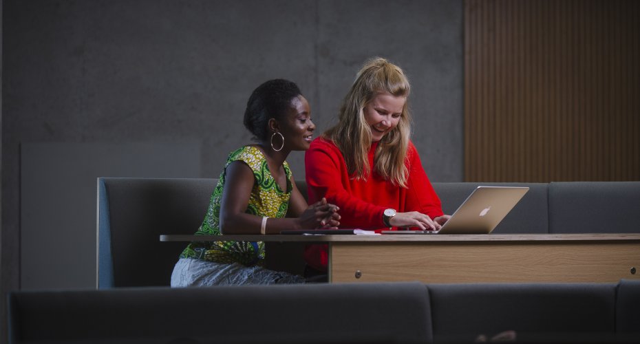 Students studying on a laptop