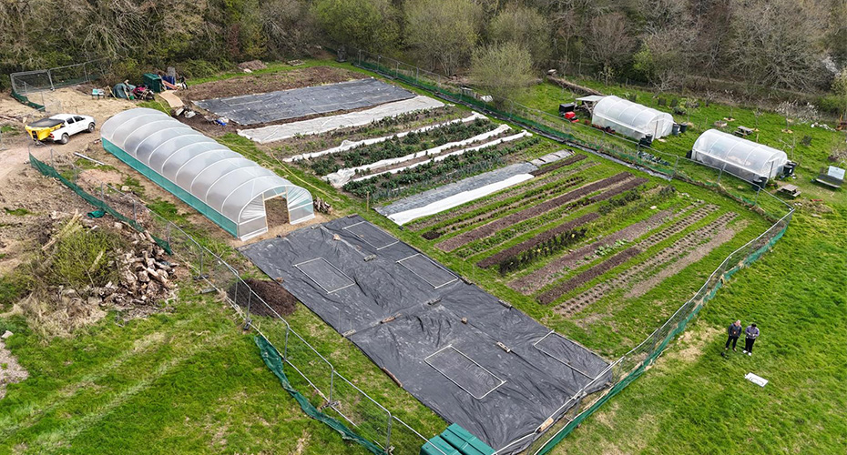 Drone view of University of Exeter Kitchen Garden