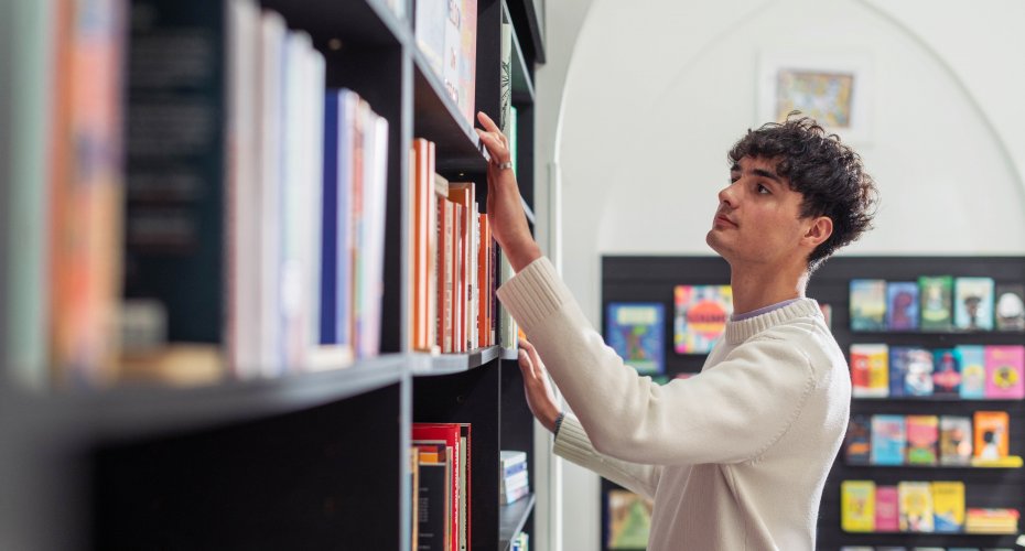 Student in the library