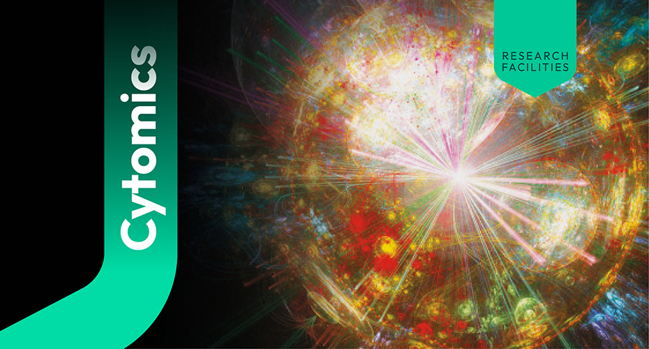 Depicting cytometers processing cell samples for analysis in a scientific lab