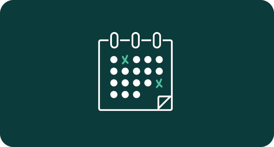 Graphic of a calendar on a green background