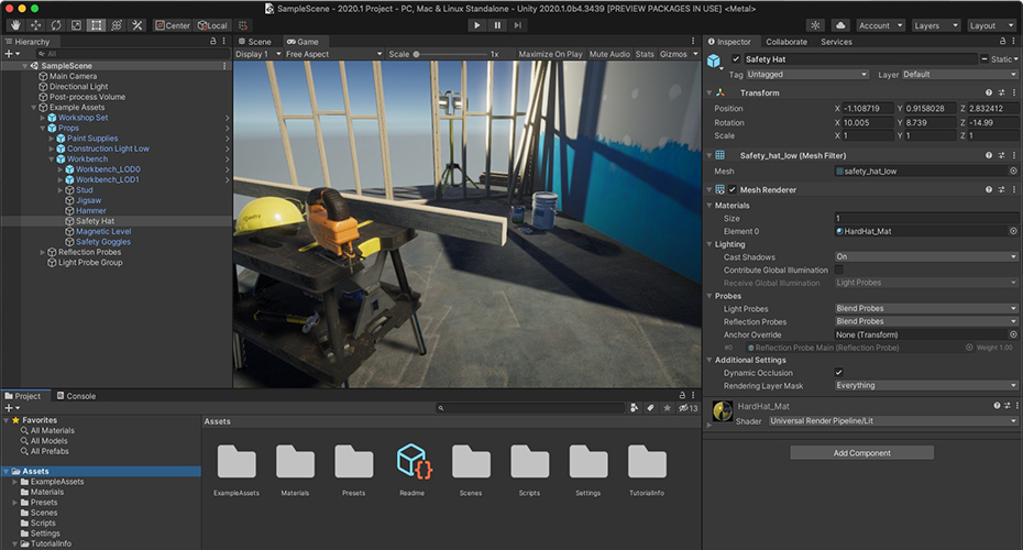 A screenshot of Unity - an industry-standard tool used for interactive storytelling design.