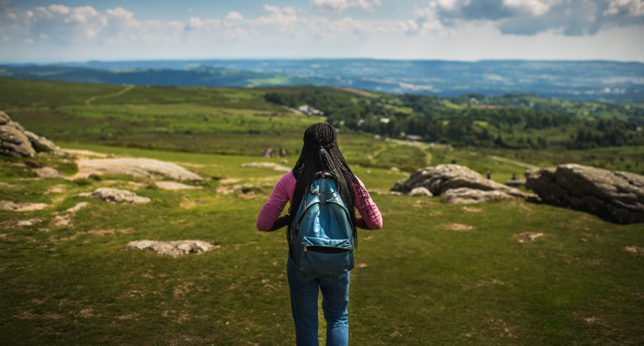 Student walking in dartmoor