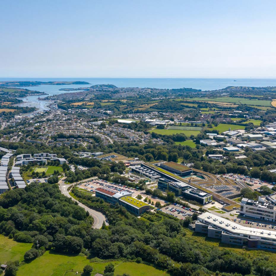 Aerial photo of Penryn campus