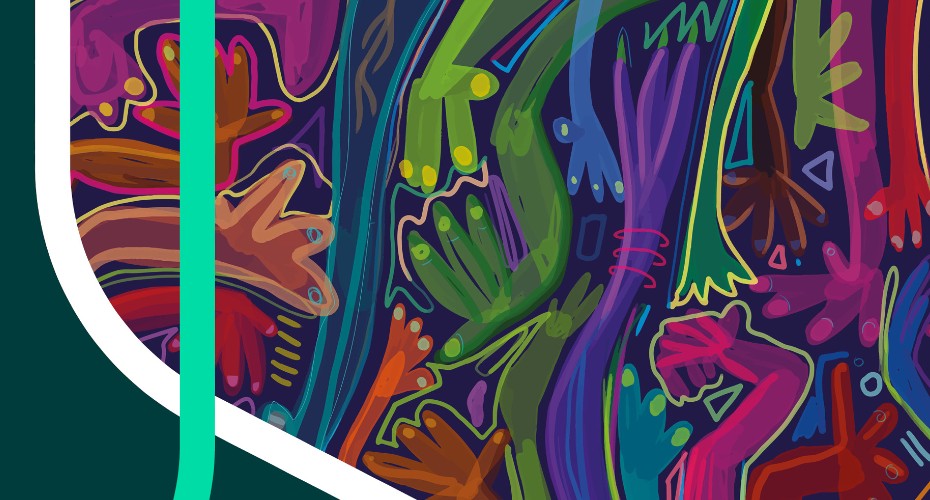 Abstract painting of hands