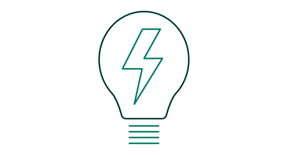 Lightbulb with lightening bolt in it icon