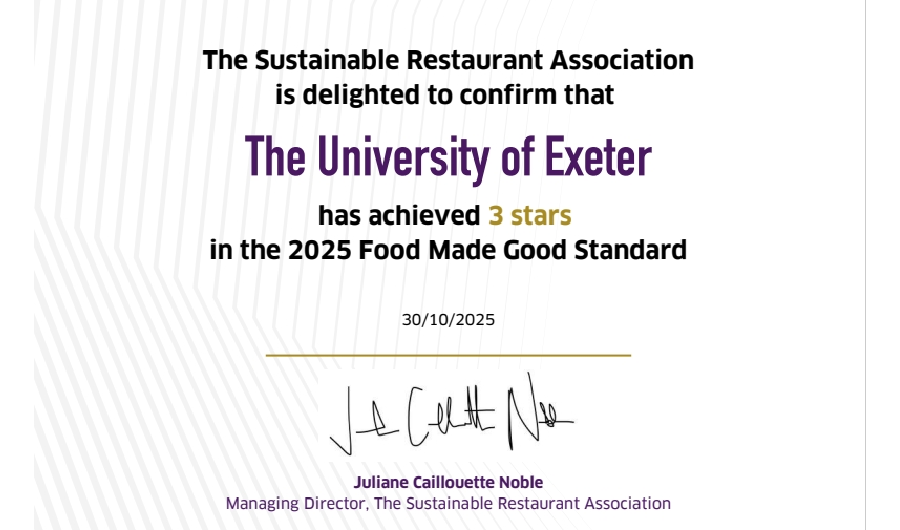 Food Made Good Sustainable Restaurant Association Certificate 2025