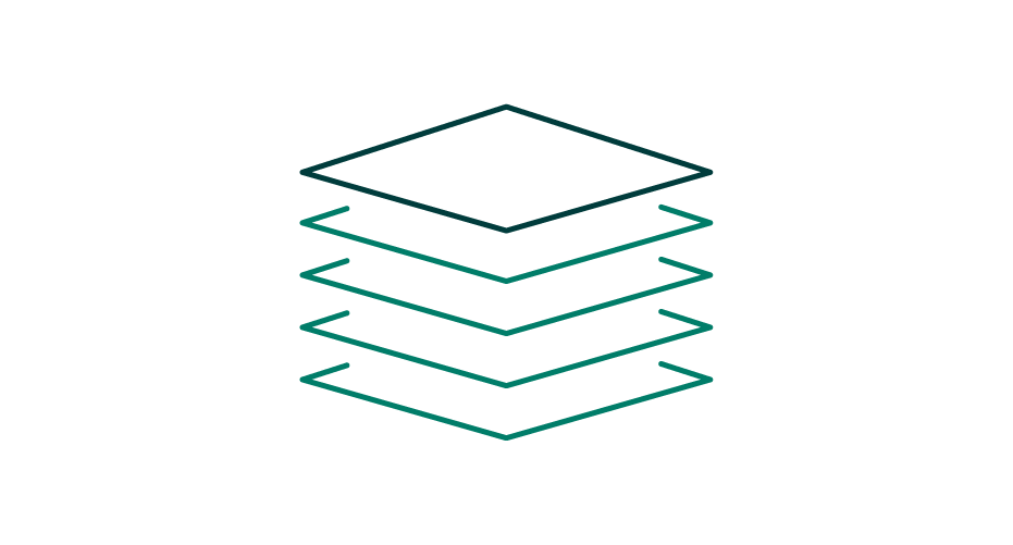 A stack of three cubes on a white background.