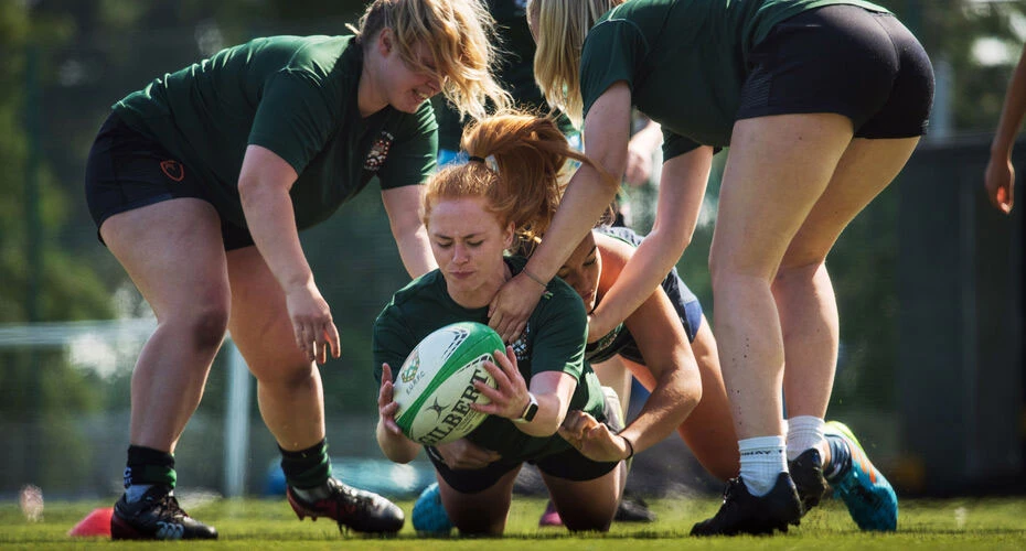The women's rugby team training