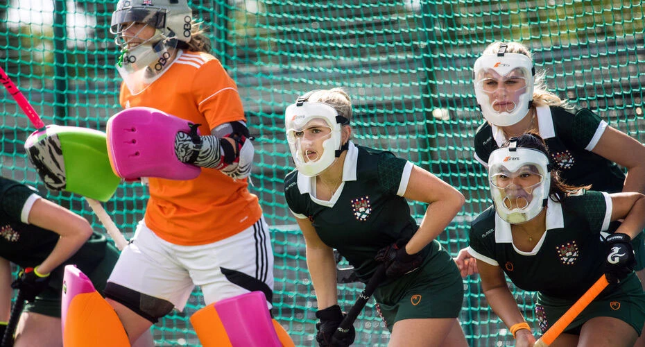 A practice match held by the Exeter University Ladies' Hockey Club