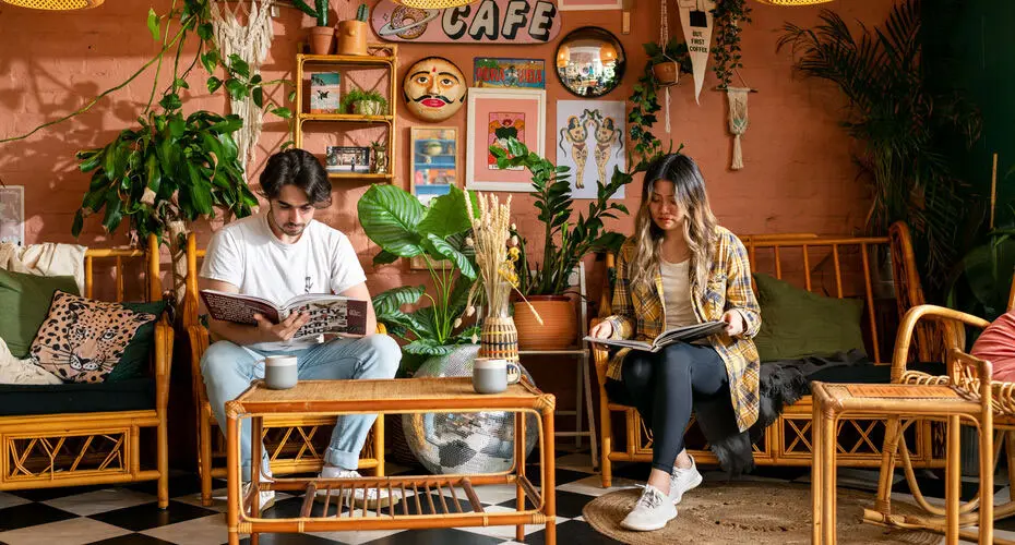 Students in a cafe in Exeter
