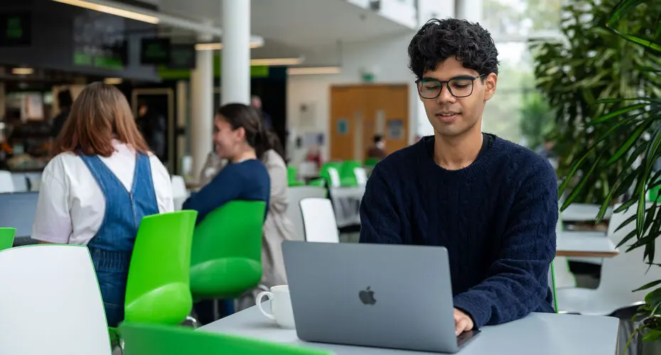 Student using laptop