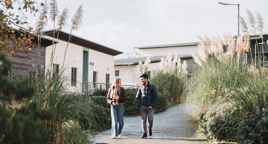 Students walking through Glasney Student village in Penryn