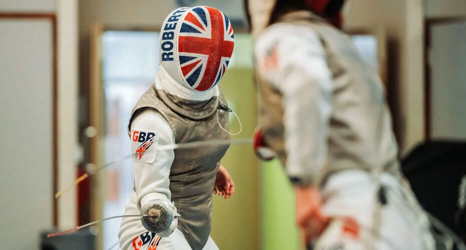 Students taking part in a BUCS fencing match at Streatham Sports Park