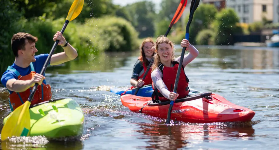 Students kayaking on the river Exe
