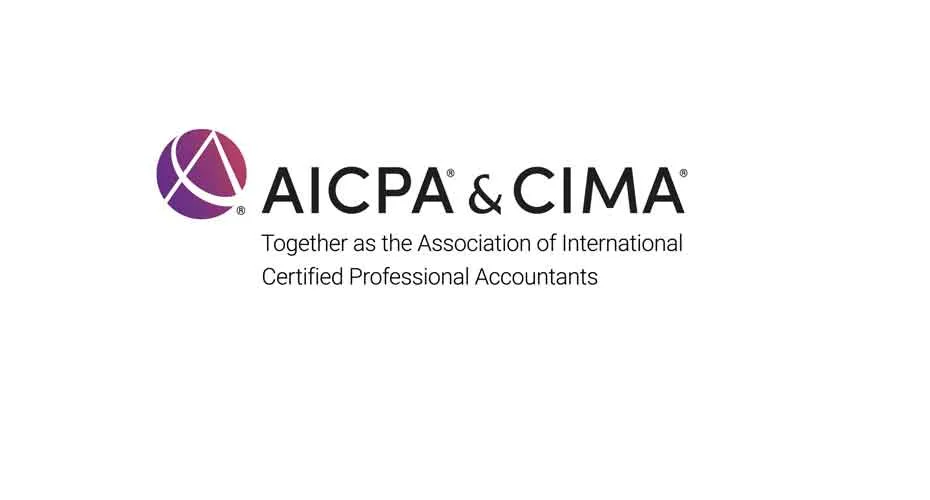 Combined logos of aicpa and cima, illustrating their joint commitment to accounting standards and education.