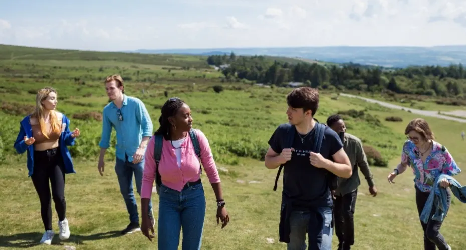 Students hiking on Dartmoor