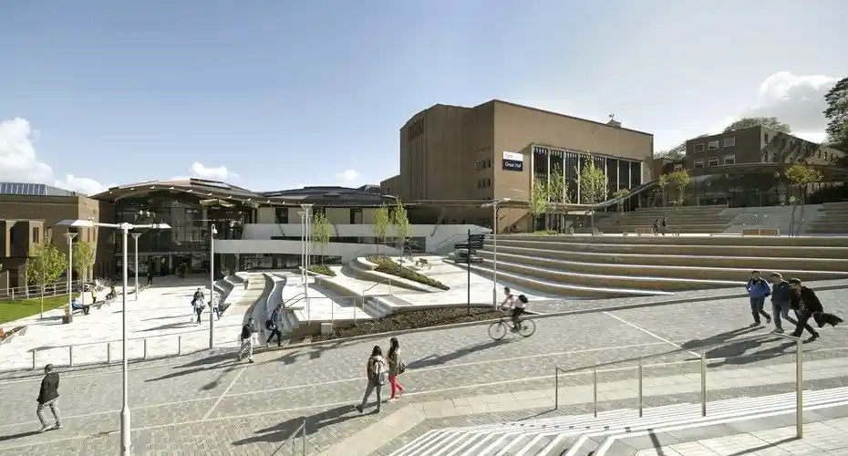 A picture of the Forum Piazza on a beautiful day on our Streatham Campus