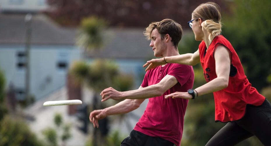 Penryn  students playing ultimate frisbee
