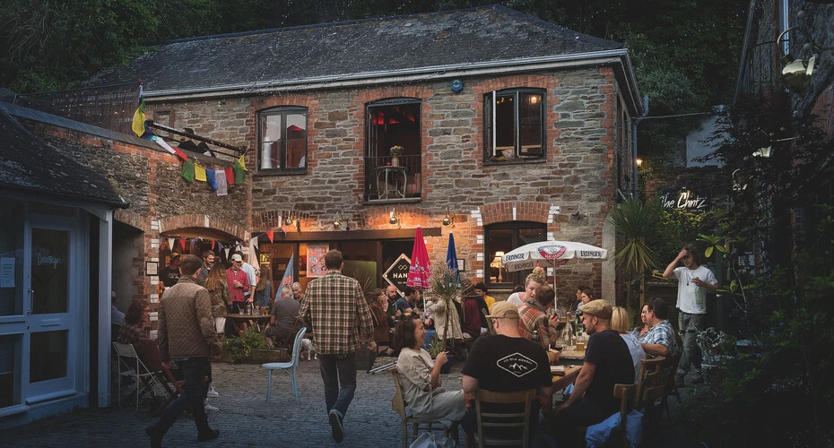 A night scene at a local pub in Penryn