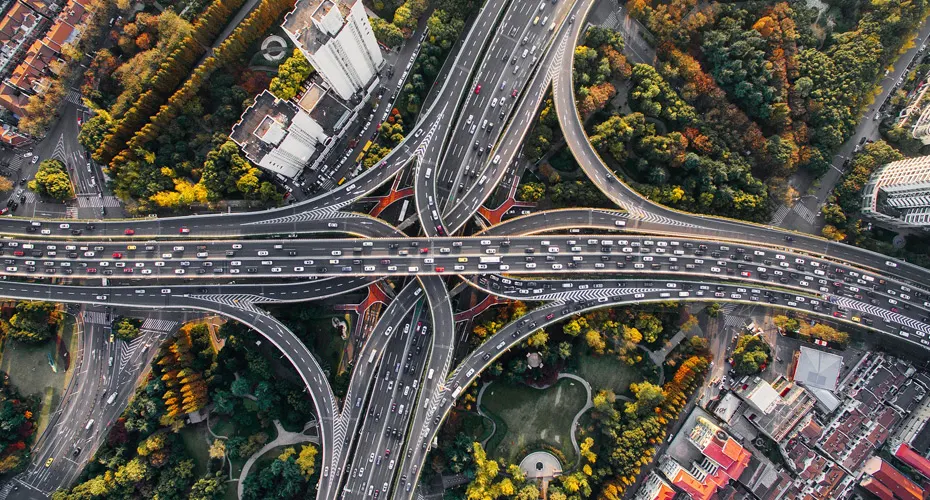 a road network viewed from above